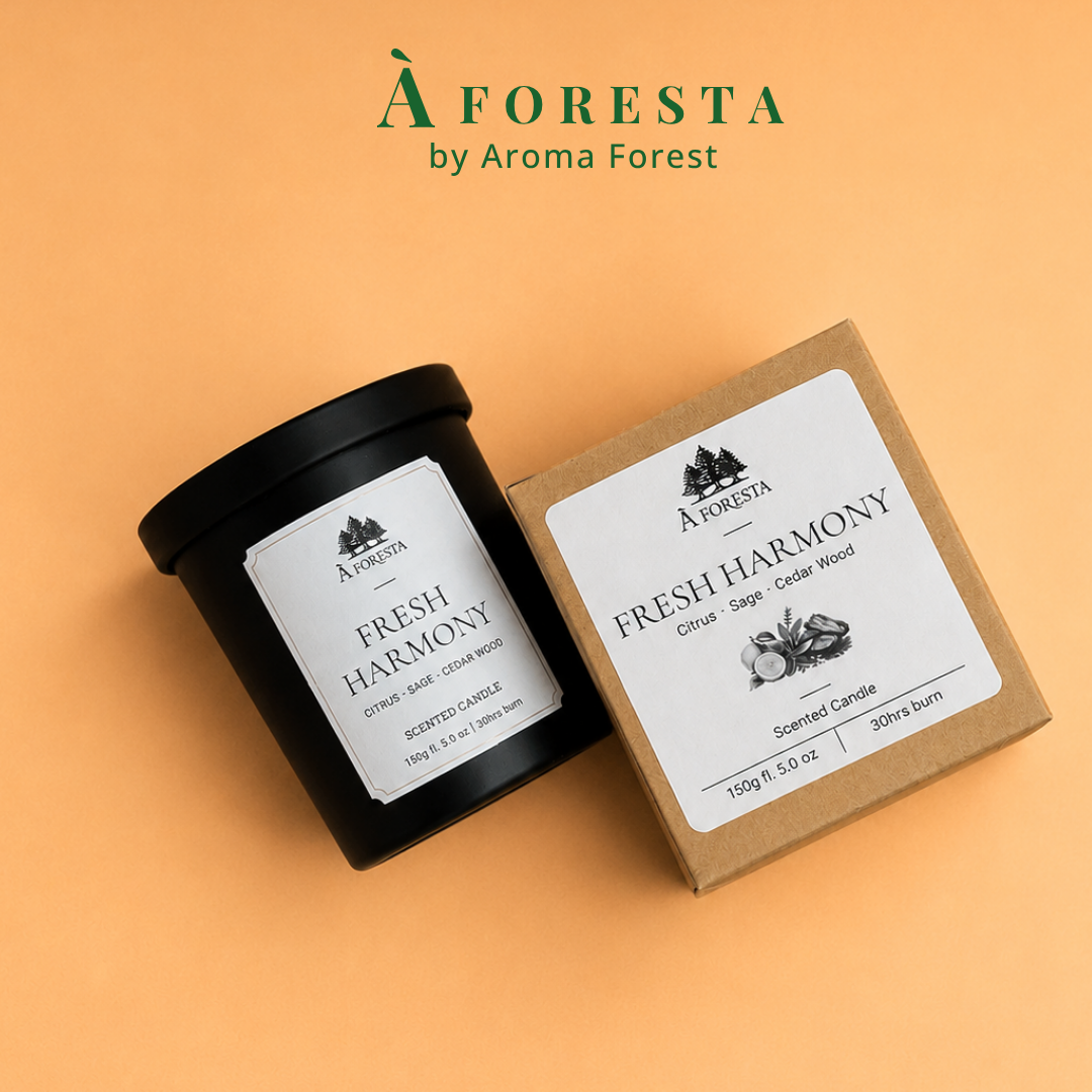 Nến Thơm Cao Cấp À FORESTA 150g – Hương Gỗ tươi Fresh Harmony-Thơm phòng, thư giãn, quà tặng.
