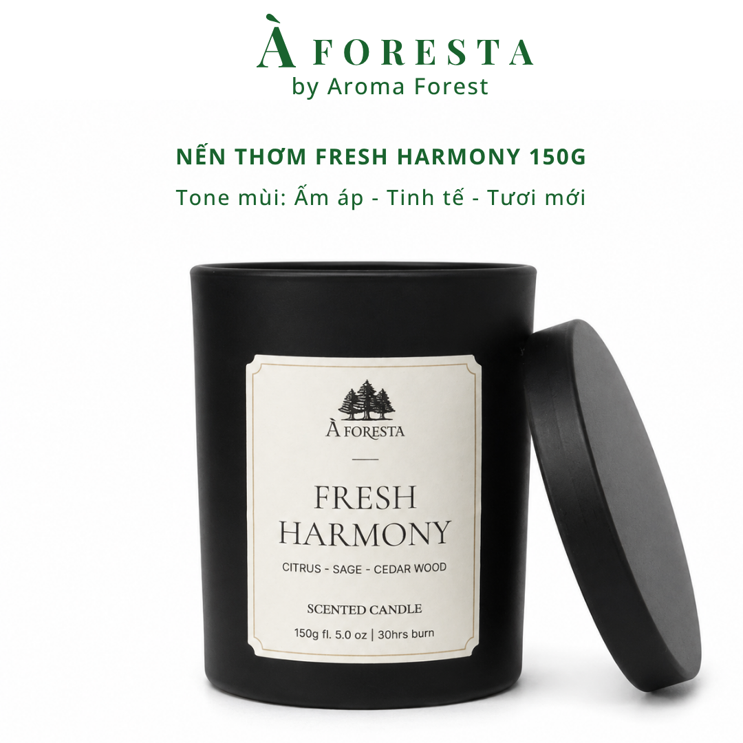Nến Thơm Cao Cấp À FORESTA 150g – Hương Gỗ tươi Fresh Harmony-Thơm phòng, thư giãn, quà tặng.