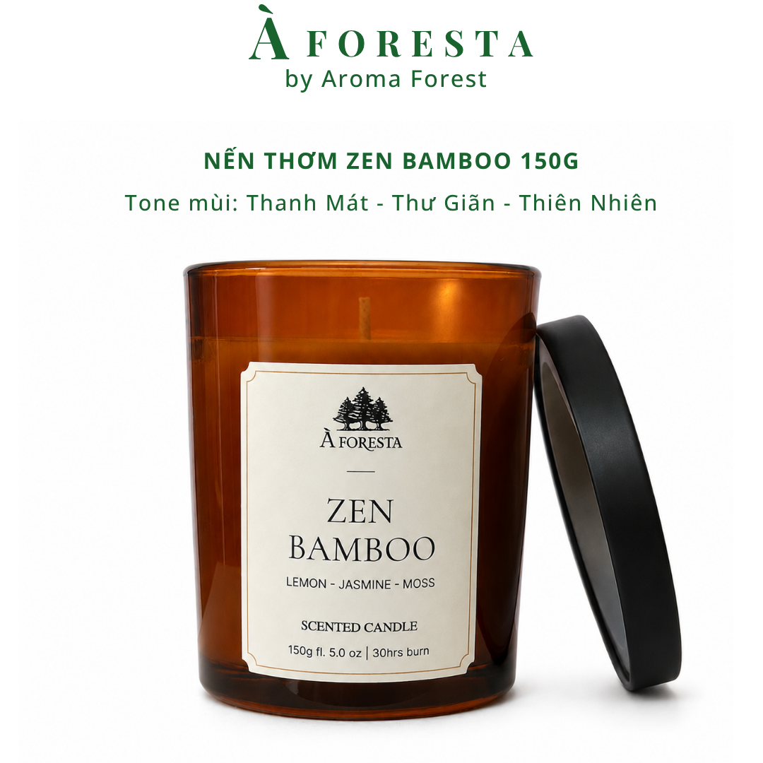 Nến Thơm Cao Cấp À FORESTA 150g – Hương Thiền Zen Bamboo-Thơm phòng, thư giãn, quà tặng.