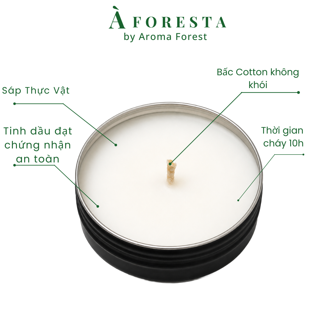Nến Thơm Cao Cấp À FORESTA mini 50g – Hương Thiền Zen Bamboo-Thơm phòng, thư giãn, quà tặng.