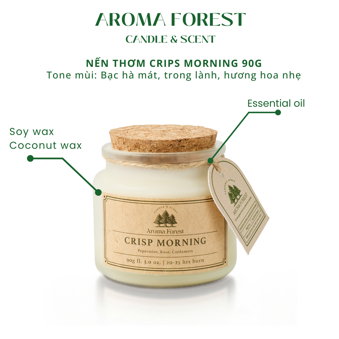 Nến Thơm Cao Cấp Aroma Forest 90g - Hương bạc hà Crisp Morning