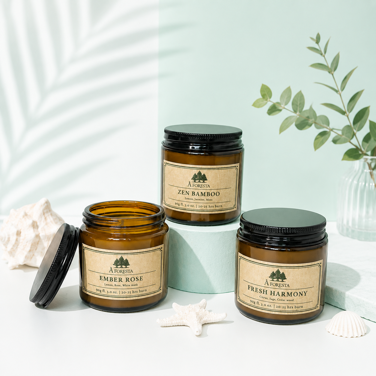 Nến Thơm Cao Cấp À FORESTA 90g – Hương Gỗ tươi Fresh Harmony-Thơm phòng, thư giãn, quà tặng.
