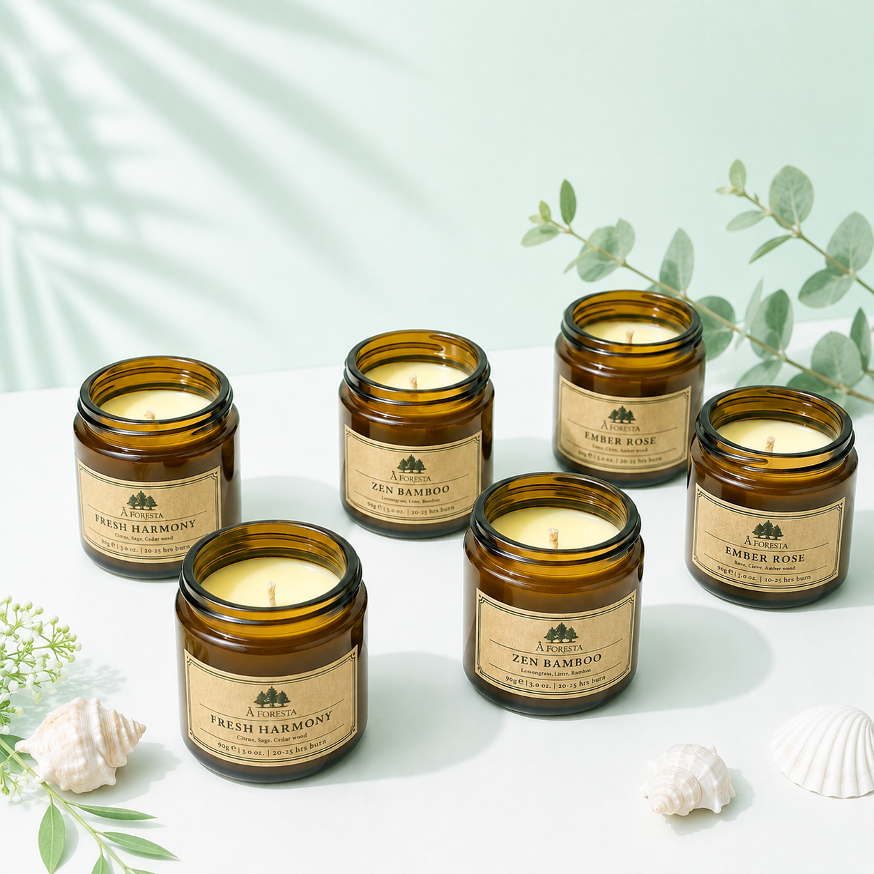 Nến Thơm Cao Cấp À FORESTA 90g – Hương Thiền Zen Bamboo-Thơm phòng, thư giãn, quà tặng.
